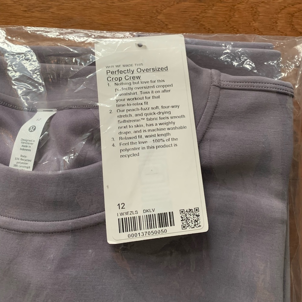 💜LULULEMON PERFECTLY OVERSIZED CROPPED CREW-12💜 - Picture 7 of 8